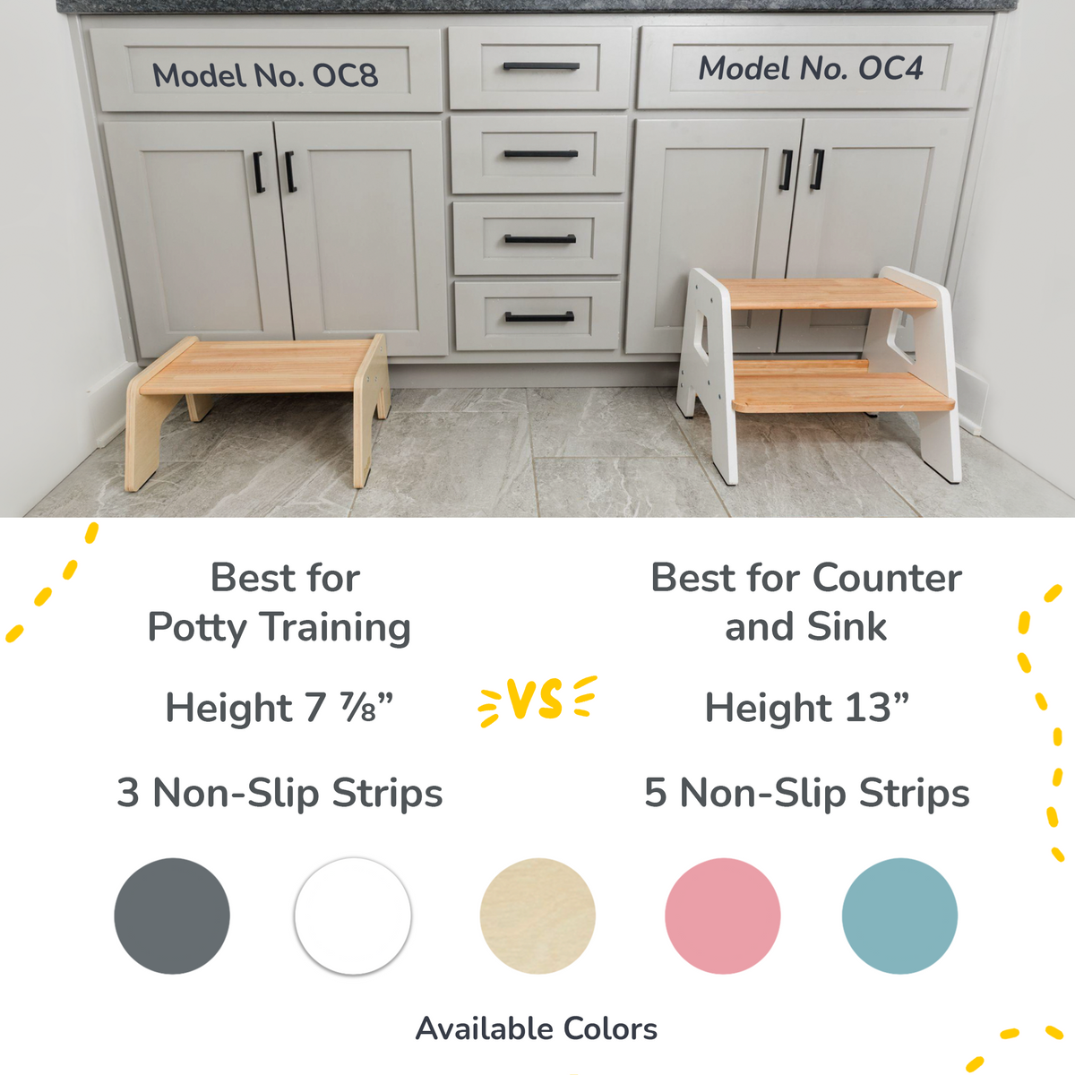 Ocodile natural wood 1-step stool for toddlers.