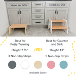 Ocodile natural wood 1-step stool for toddlers.