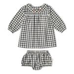 Organic Peter Pan Collar Dress - Charcoal Plaid by Makemake Organics