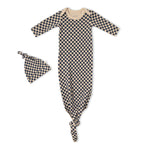 Organic Knotted Baby Gown - Midnight Check by Makemake Organics