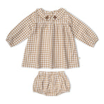 Organic Peter Pan Collar Dress - Oat Gingham by Makemake Organics