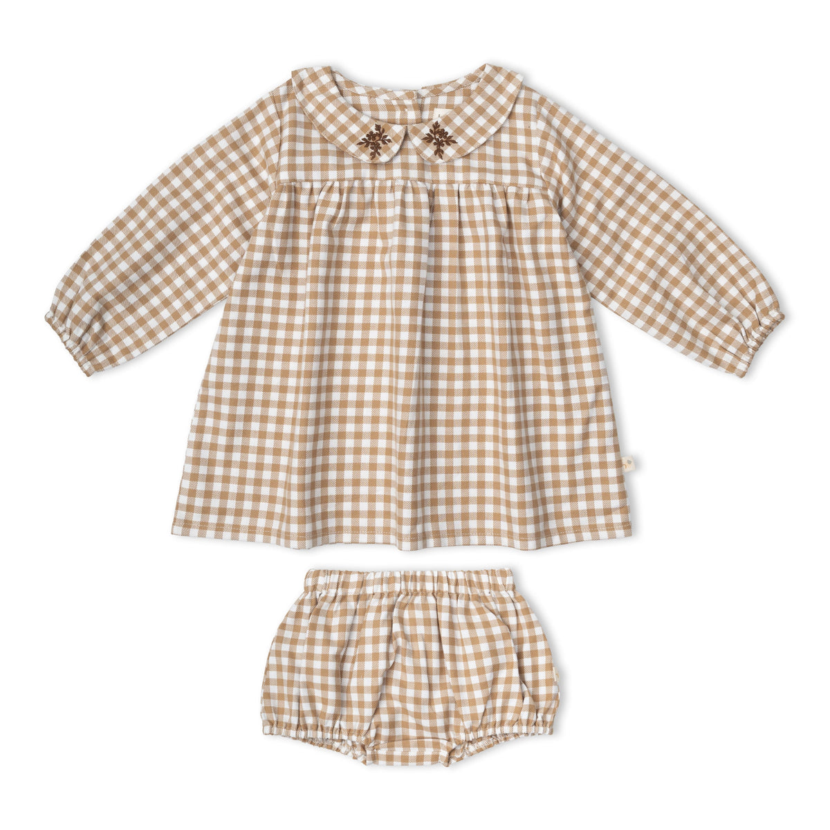 Organic Peter Pan Collar Dress - Oat Gingham by Makemake Organics