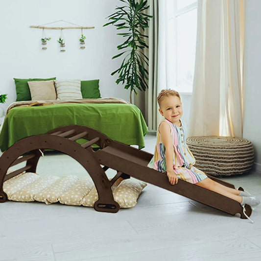 3in1 Montessori Climbing Set Climbing Arch Slide Board Cushion Chocolate Goodevas Everetts Place: Online Boutique