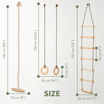 Goodevas 3in1 Swing & Climbing Set: Rope Ladder, Gym Rings & Disc Swing - 