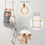 Goodevas 3in1 Swing & Climbing Set: Rope Ladder, Gym Rings & Disc Swing - 