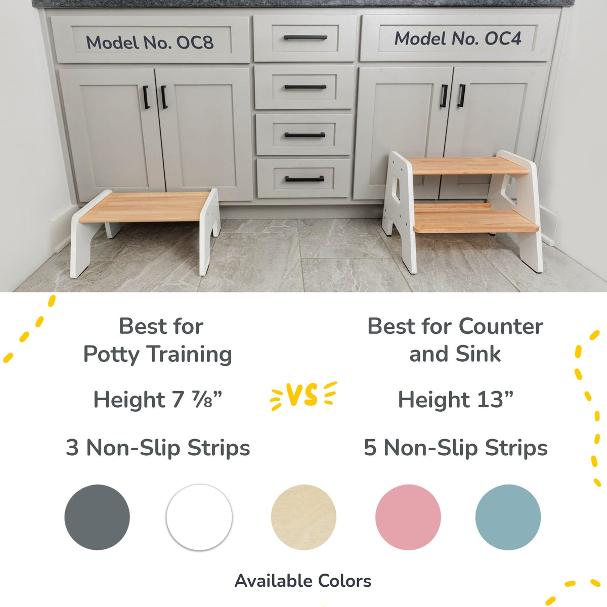 Ocodile.com natural wooden 1-step stool for kids, toddlers.
