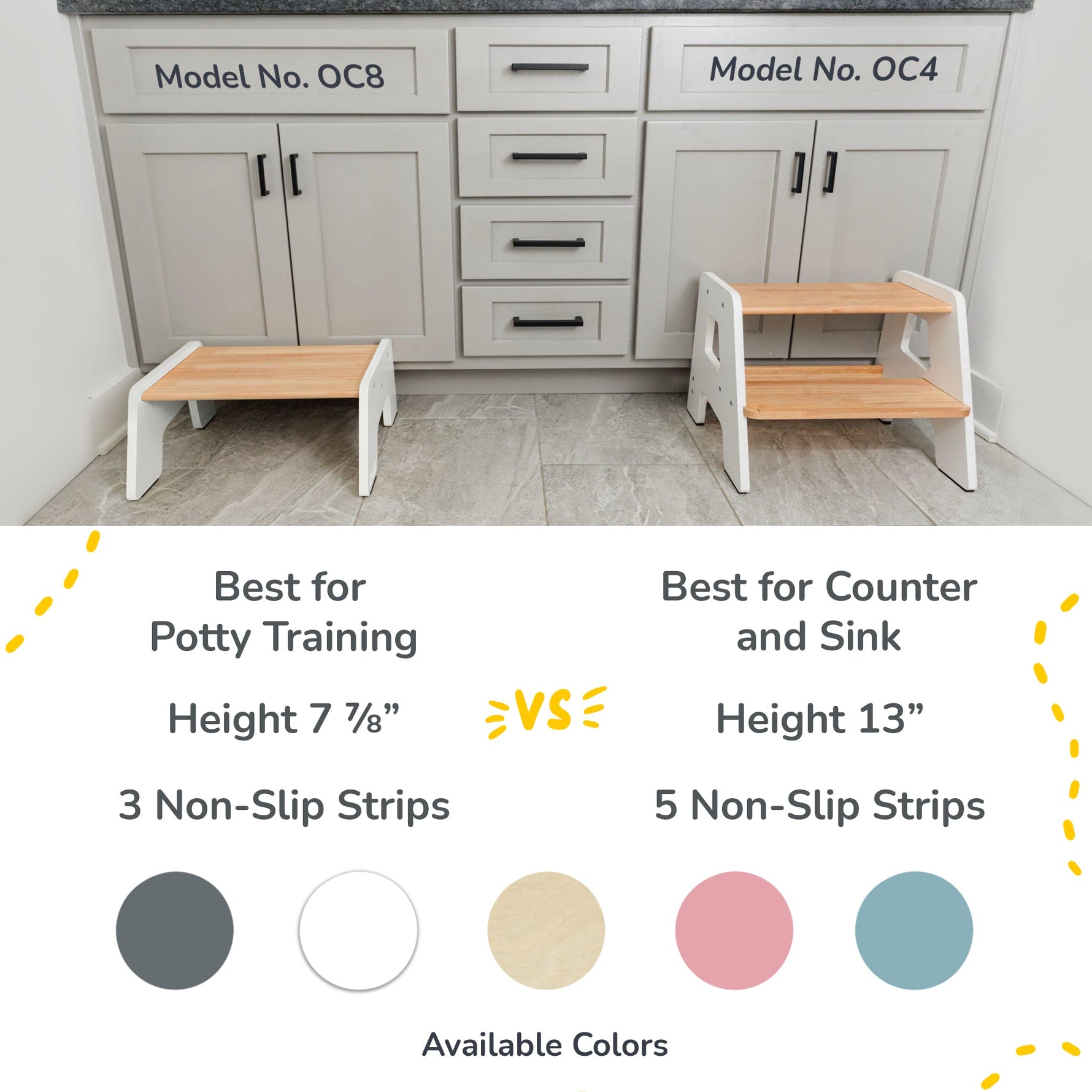 Ocodile.com natural wooden 1-step stool for kids, toddlers.