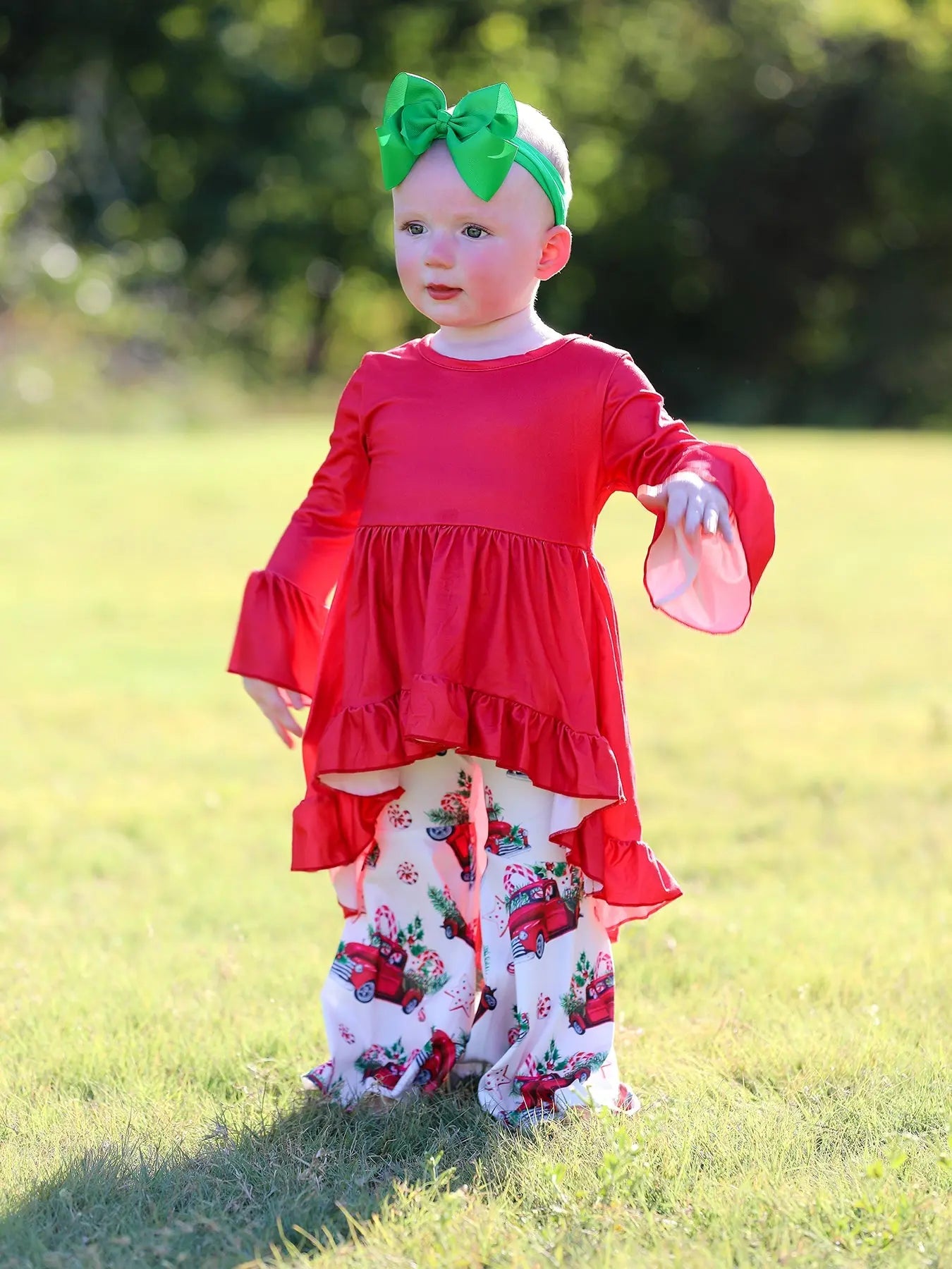 Rylee Faith Designs Christmas Festive Red Dress And Headband Set For Girls - Apparel & Accessories > Clothing > Outfit Sets Outfit