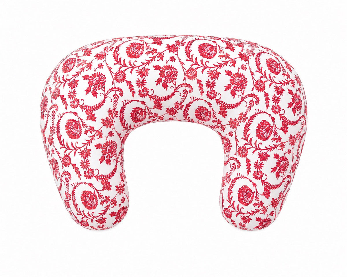 Red Chinoiserie Ruffle Nursing Pillow Cover by Little Mae & Co