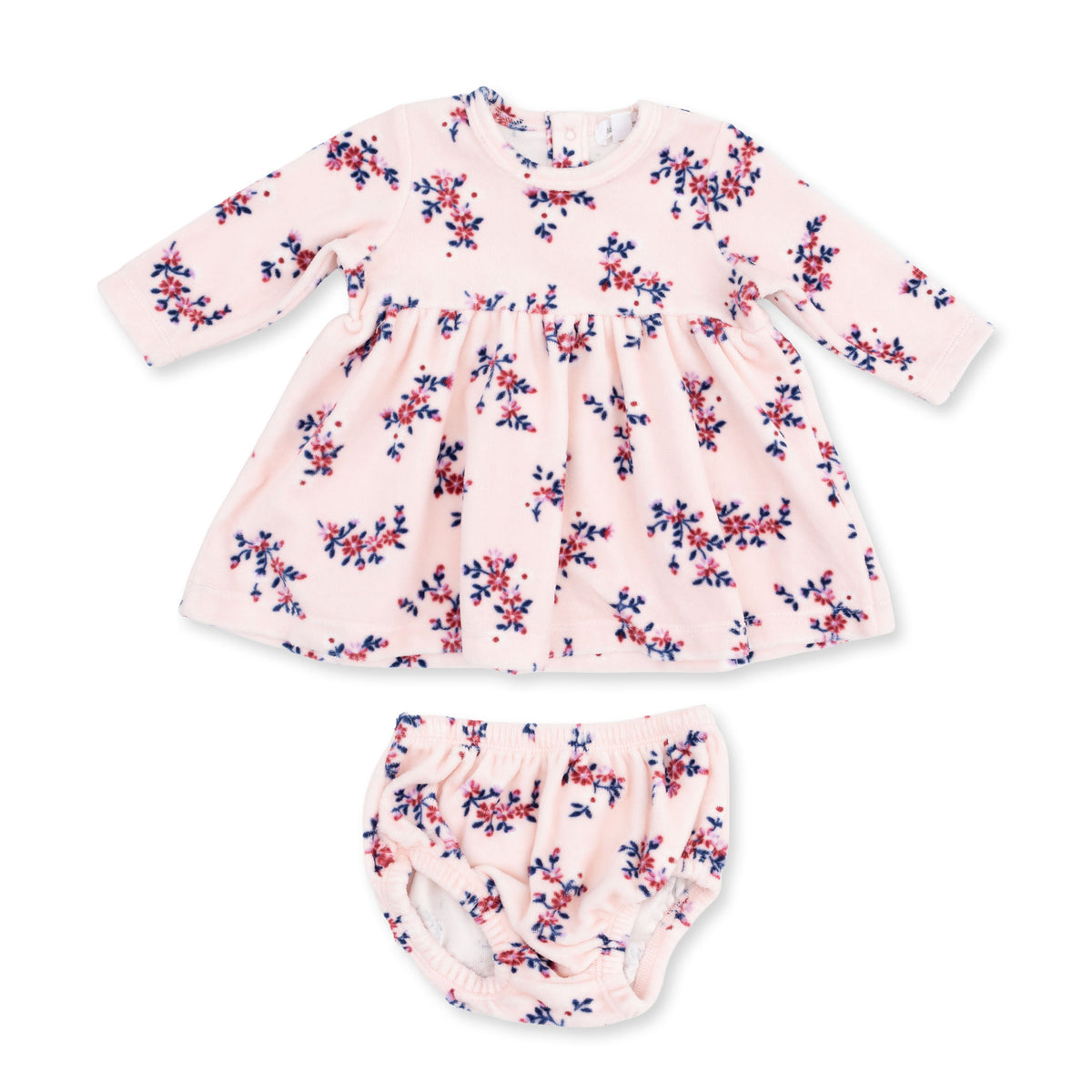 Nora Floral Velour - Long Sleeve Empire Waist Dress and Bloomer by Angel Dear