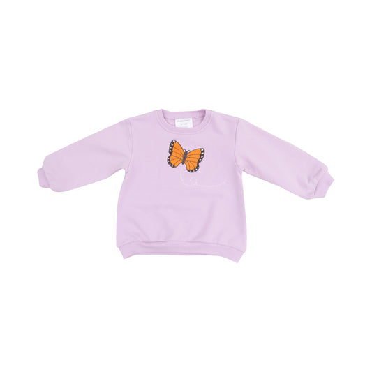 Oversize Sweatshirt with Applique Monarch Butterflies and Milkweed Angel Dear