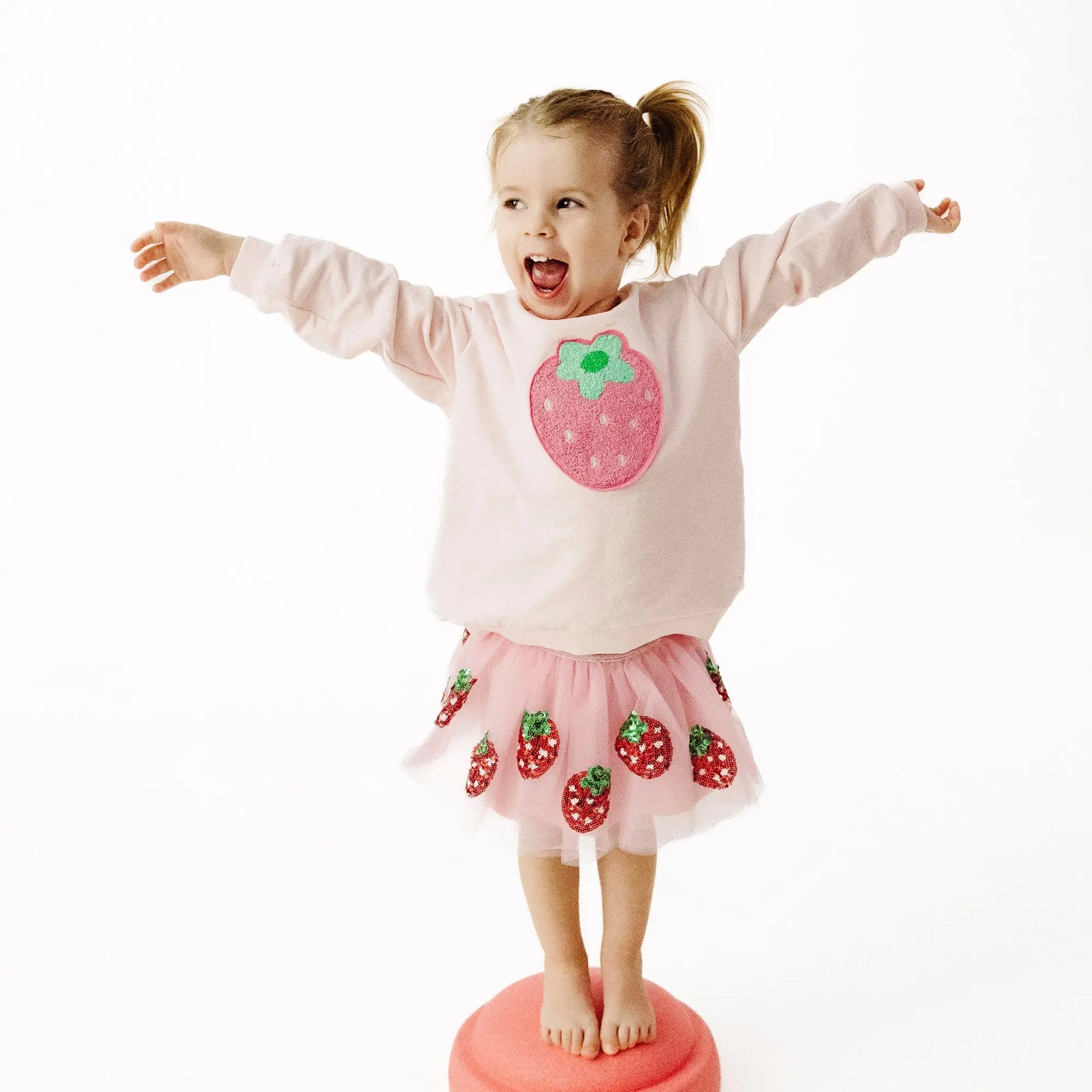 Tutu Skirt Strawberry Swiss Dot with Sequined Strawberry Appliques Angel Dear