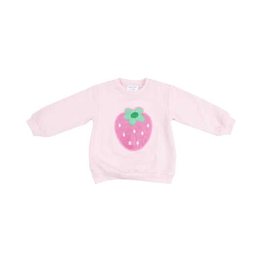 Oversize Sweatshirt With Applique Strawberry Swiss Dot French Terry Angel Dear