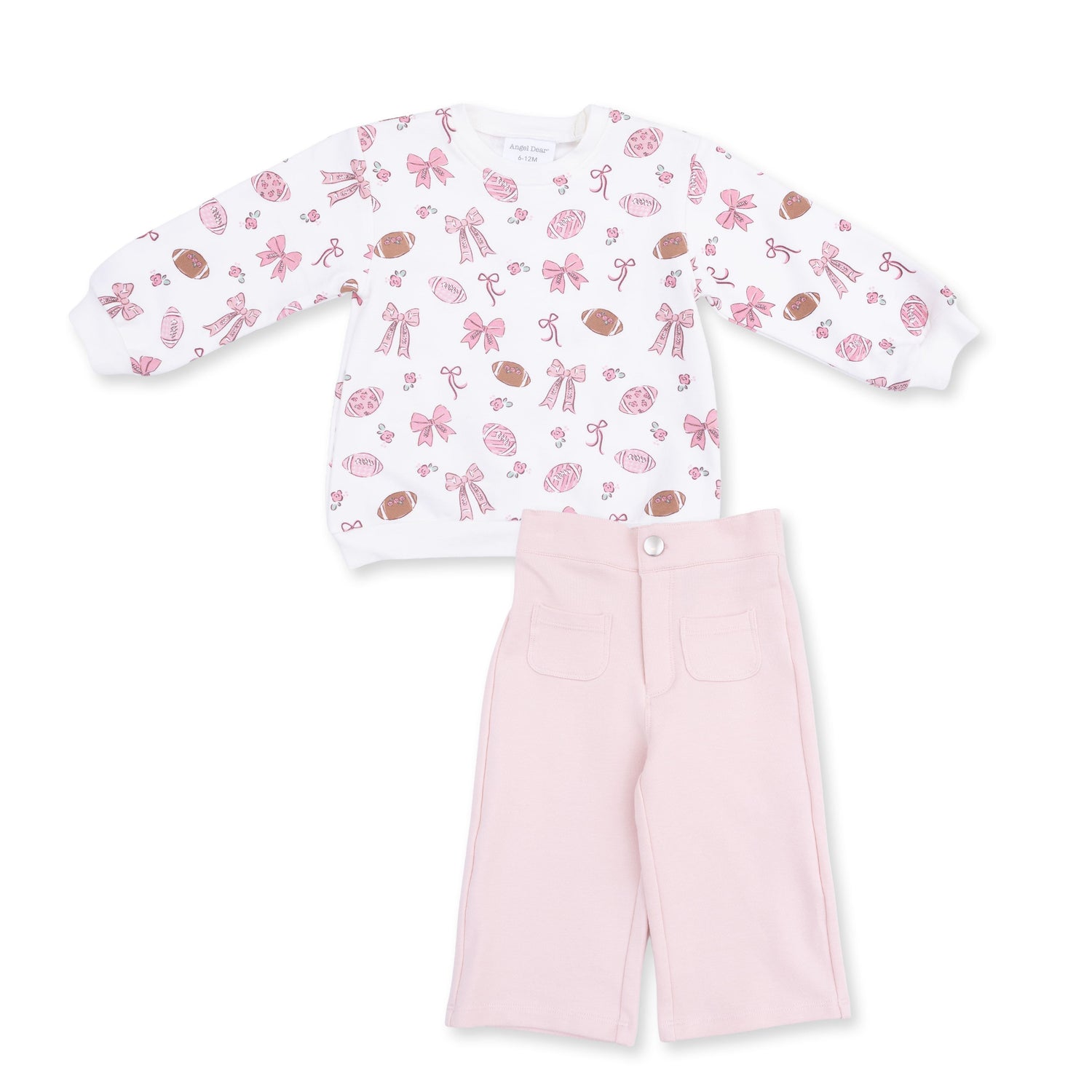 Footballs and Bows - Oversized Sweatshirt and Baby Bells