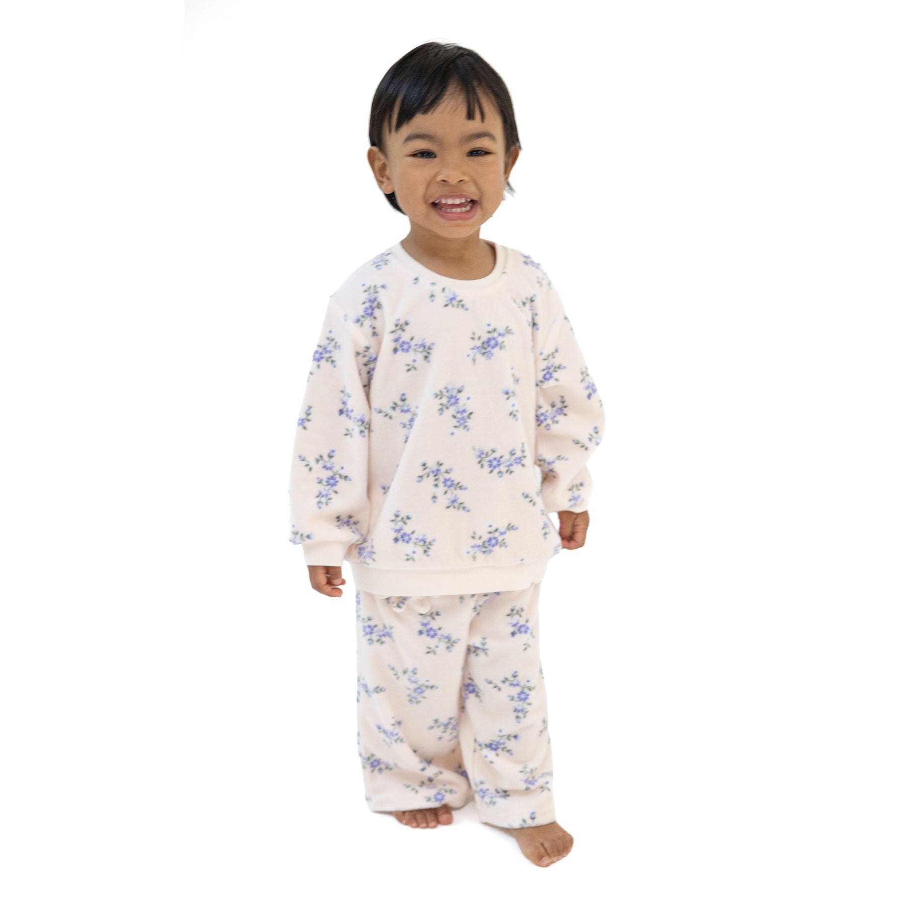 Sweet Hanna Floral Velour - Oversized Sweatshirt and Wide Leg Pant by Angel Dear