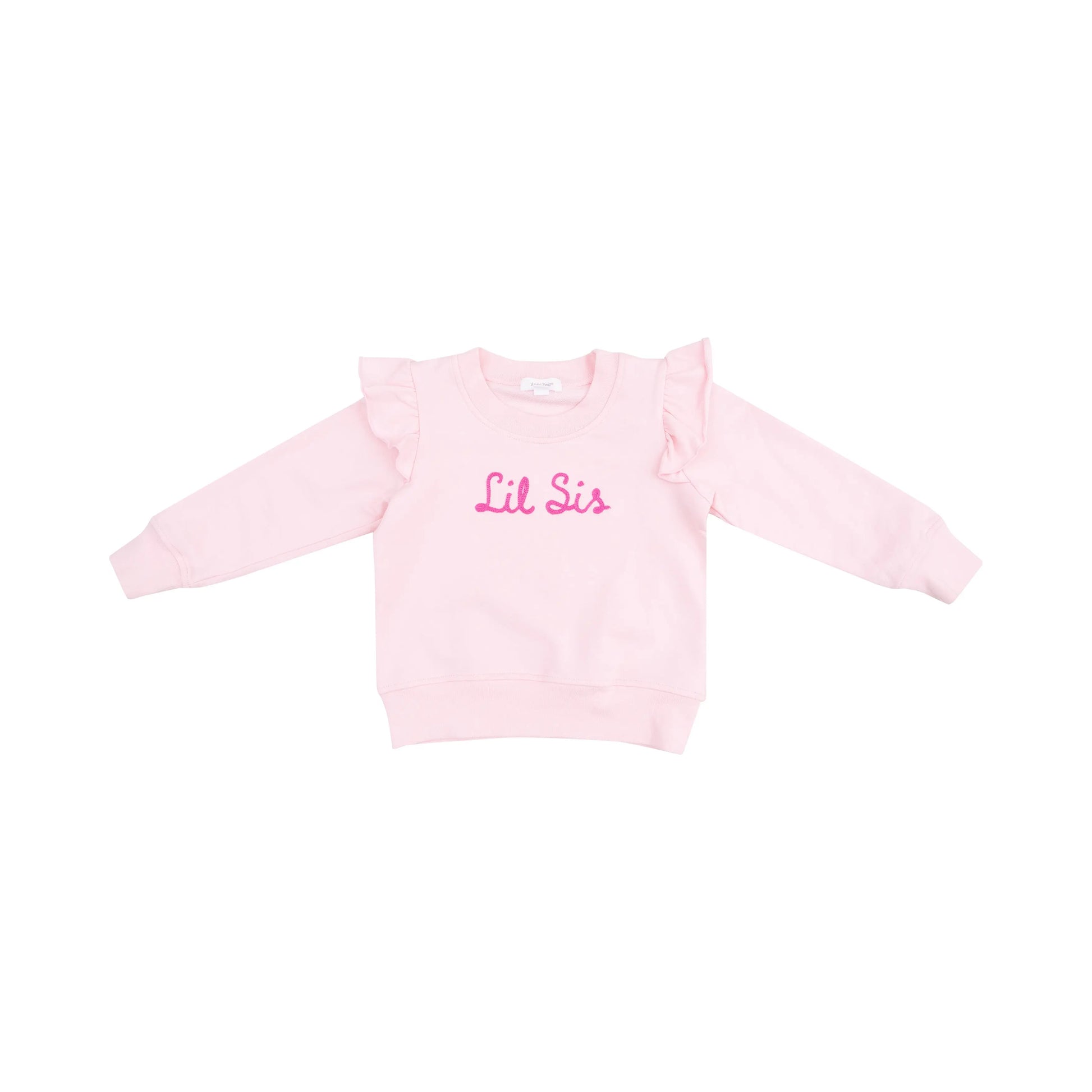 Ruffle Sweatshirt for Sibling Lil Sis with Embroidered Letters Angel Dear