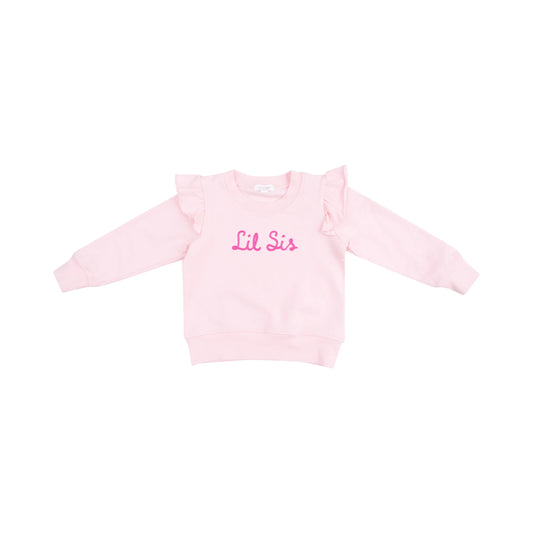 Ruffle Sweatshirt for Sibling Lil Sis with Embroidered Letters Angel Dear