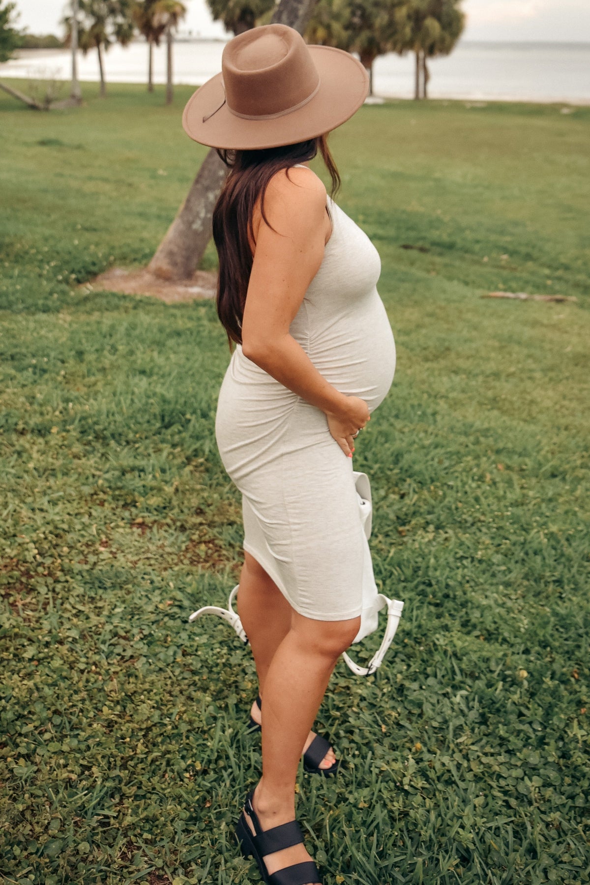Sleeveless Ruched Fitted Maternity Dress by PinkBlush