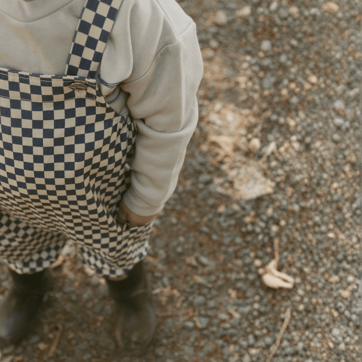 Organic Twill Overalls - Midnight Check by Makemake Organics
