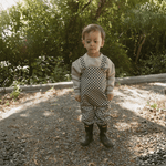 Organic Twill Overalls - Midnight Check by Makemake Organics