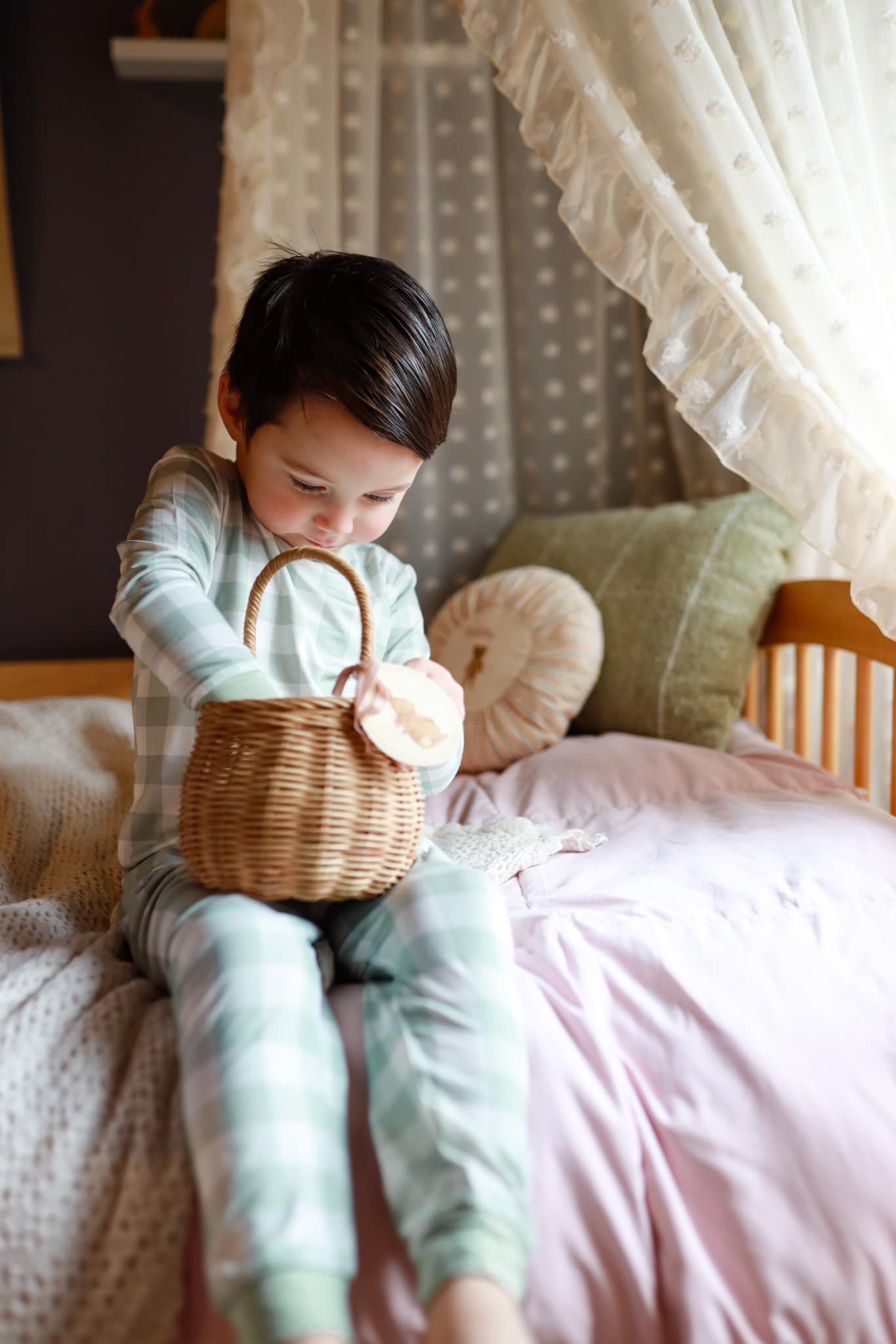 Sage Gingham 2pc Bamboo Pajamas by Little Joy Co. at Everetts Place
