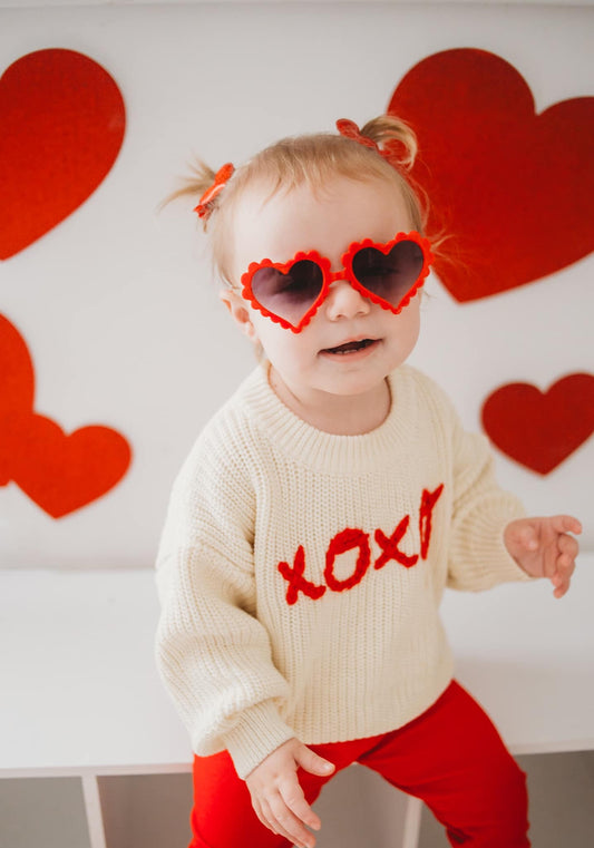 XOXO Hand Embroidered Kids Sweater Cozy Cotton Blend Little Joy Co. Everetts Place: Online Boutique