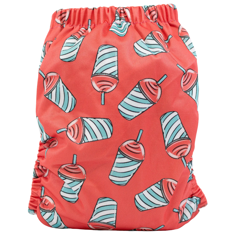 Slim Fit AIO Cloth Diaper with colorful ice cream print, designed for 8-40 lbs babies.