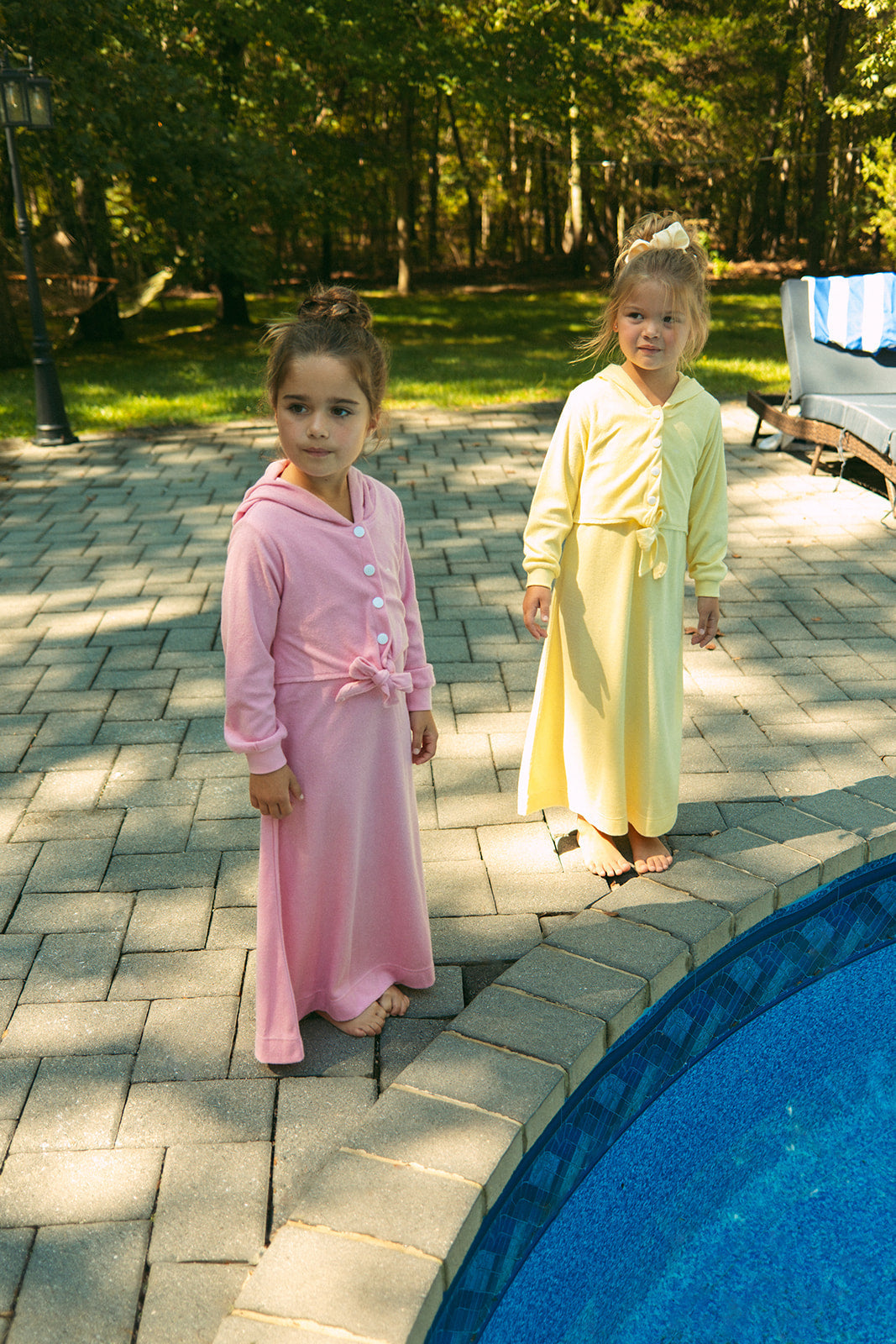 Pastel Terry Maxi Hooded Dress Yellow For Kids Long Sleeve by Crew Kids NY at Everetts Place