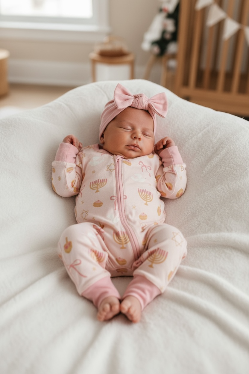 Pretty In Hanukkah (Convertible Zip Footies)