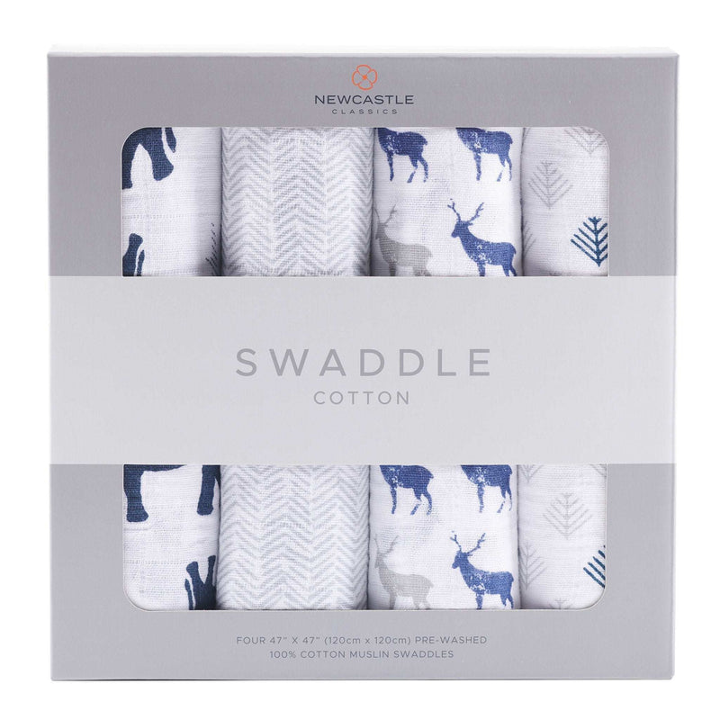 Wild Cotton Muslin Swaddle 4PK, soft pre-washed breathable fabric, 100% natural cotton muslin, multipurpose use, 47"x47".