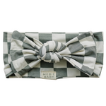Light Green Checkered Bamboo Head Wrap - Bow tie, Knot, Ribbon, Pattern, Headband | Everetts Place