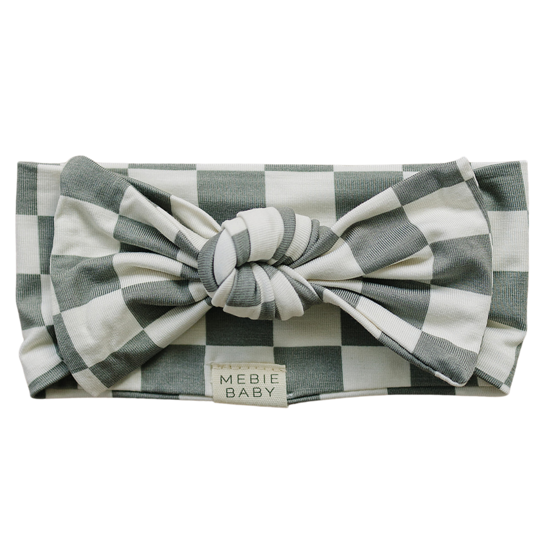 Light Green Checkered Bamboo Head Wrap - Bow tie, Knot, Ribbon, Pattern, Headband | Everetts Place