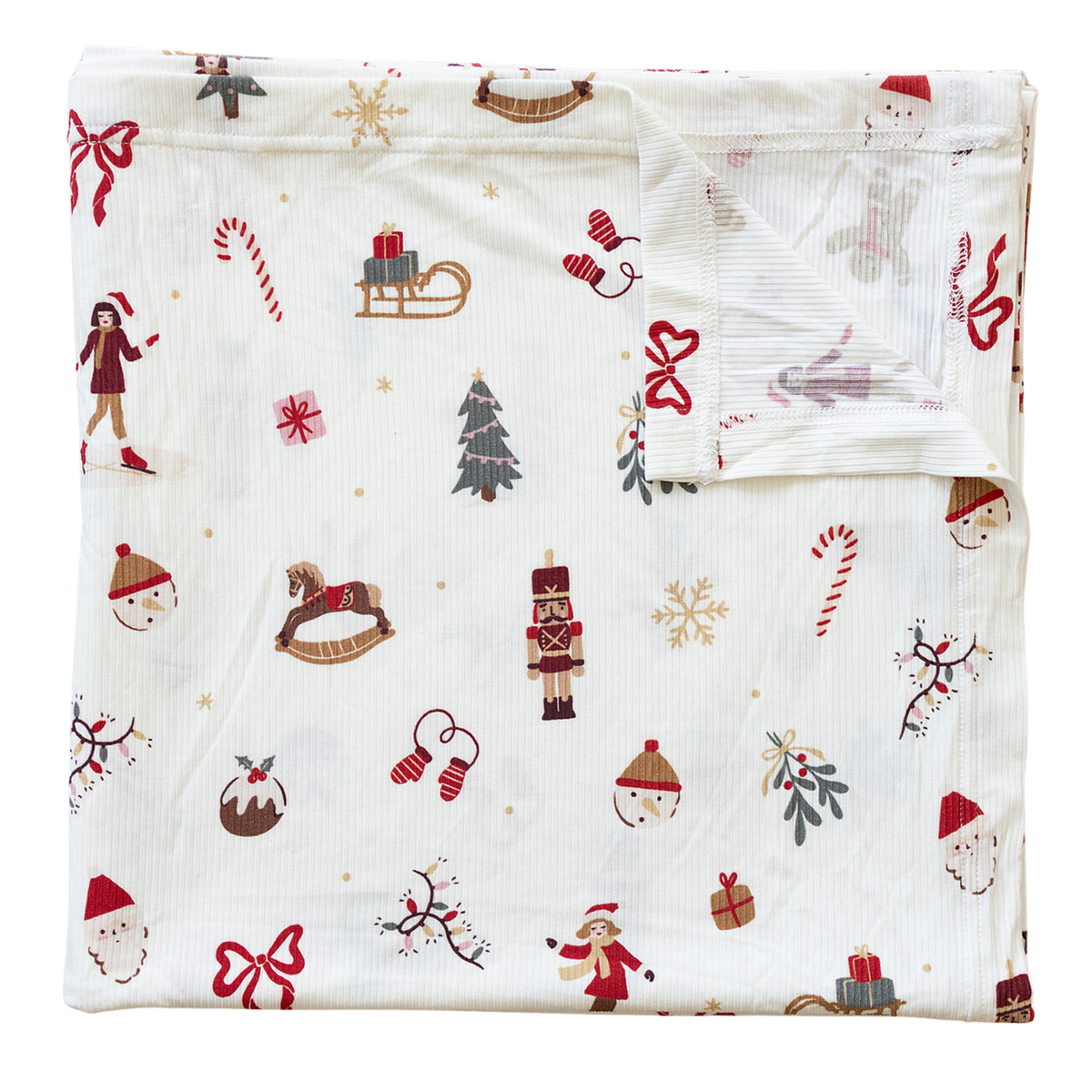 Merry & Bright Ribbed Bamboo Swaddle by Mebie Baby