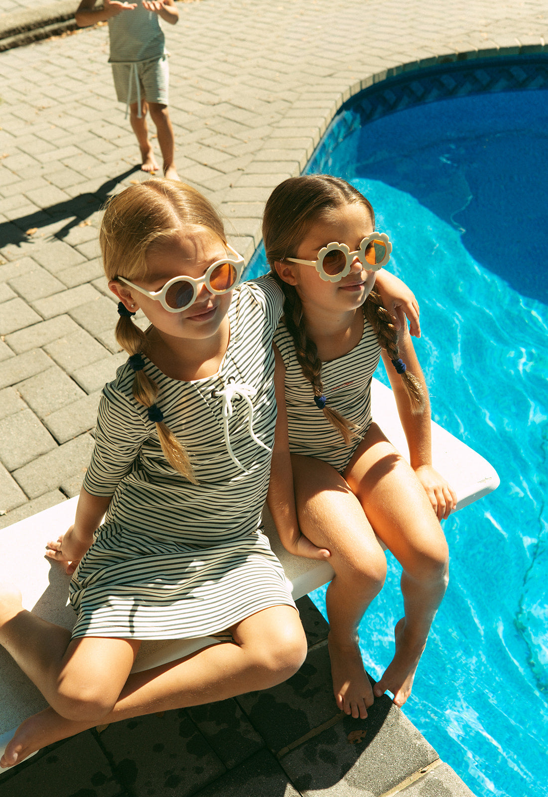 Nautical Navy Kids Swim Set With Lace Front Tie Top And Skirt Graphic Detail by Crew Kids NY at Everetts Place