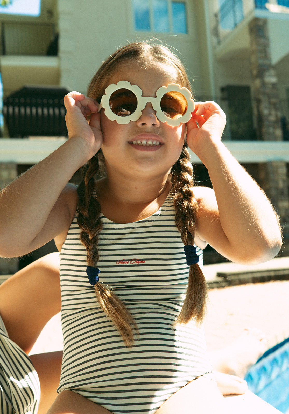 Nautical One Piece Swimsuit Navy With Front Graphic For Kids