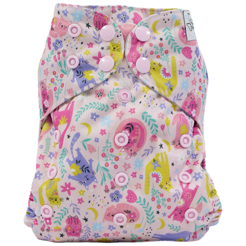 Slim Fit AIO Cloth Diaper with colorful print and simplified snaps.