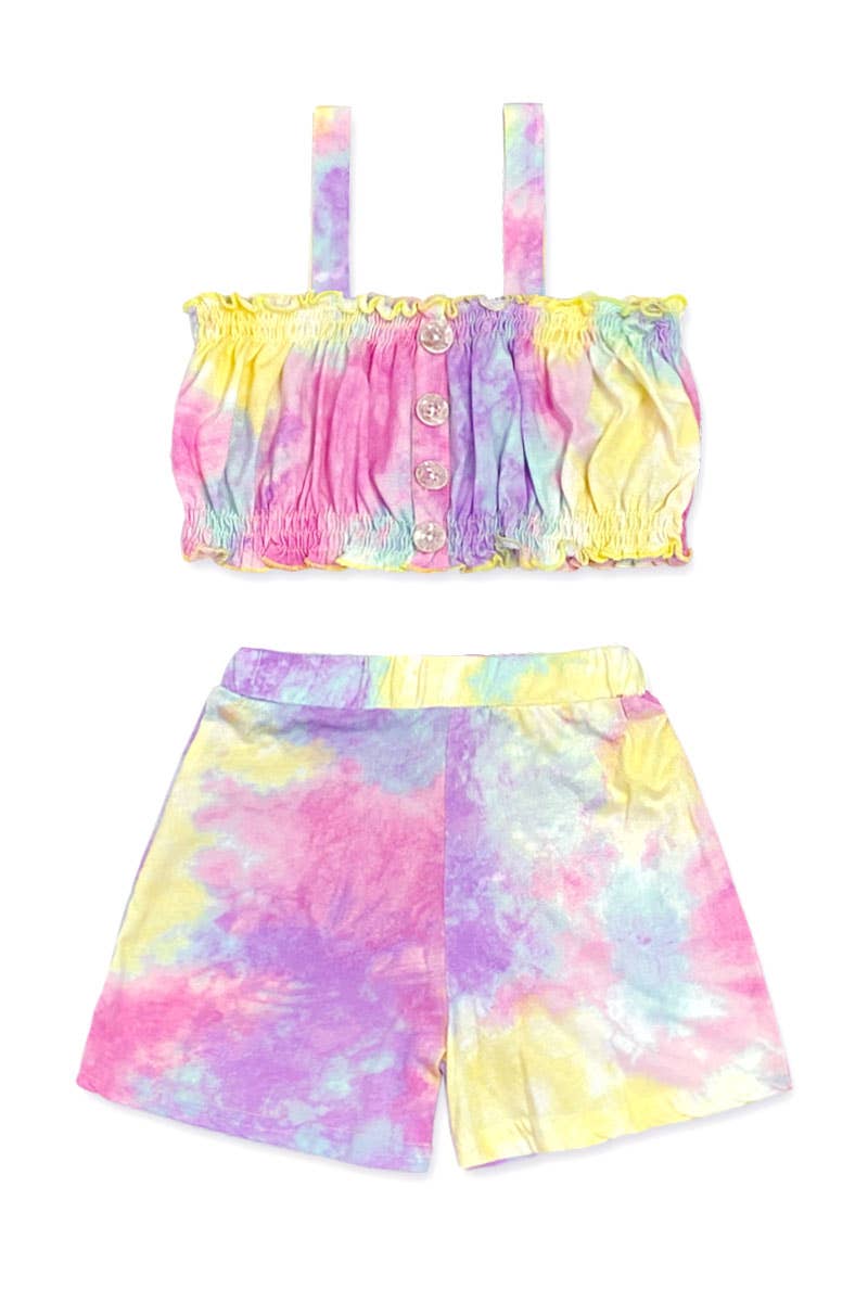 Cutie Patootie Clothing - TKSS-3006T-AMY18 Toddler's 2 Piece Floral Short Set - Tie Dye / 4 by Cutie Patootie Clothing at Everetts Place