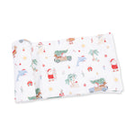 Baby swaddle blanket with a beach-themed Christmas print in viscose from bamboo