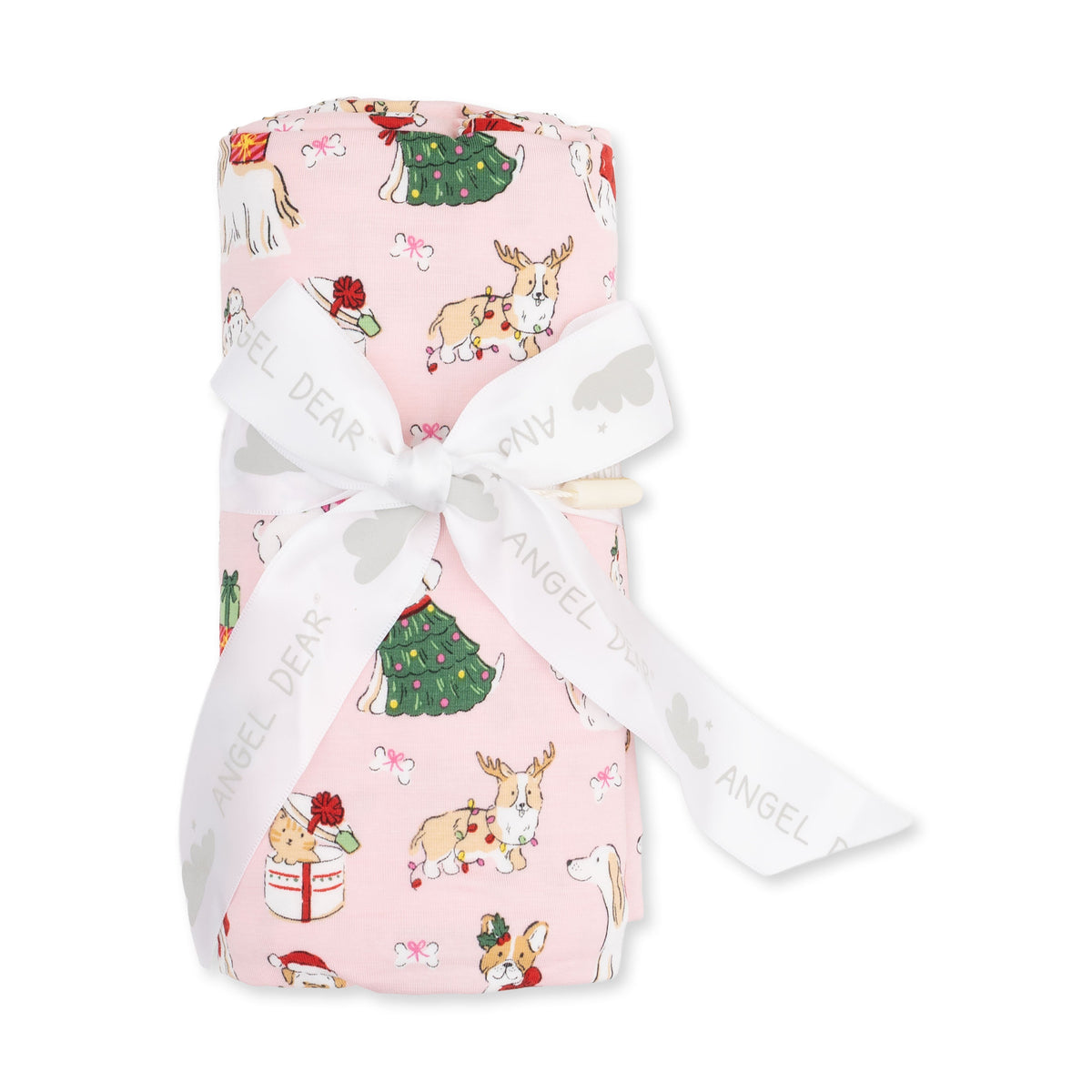 Christmas Dogs Pink - Swaddle Blanket by Angel Dear