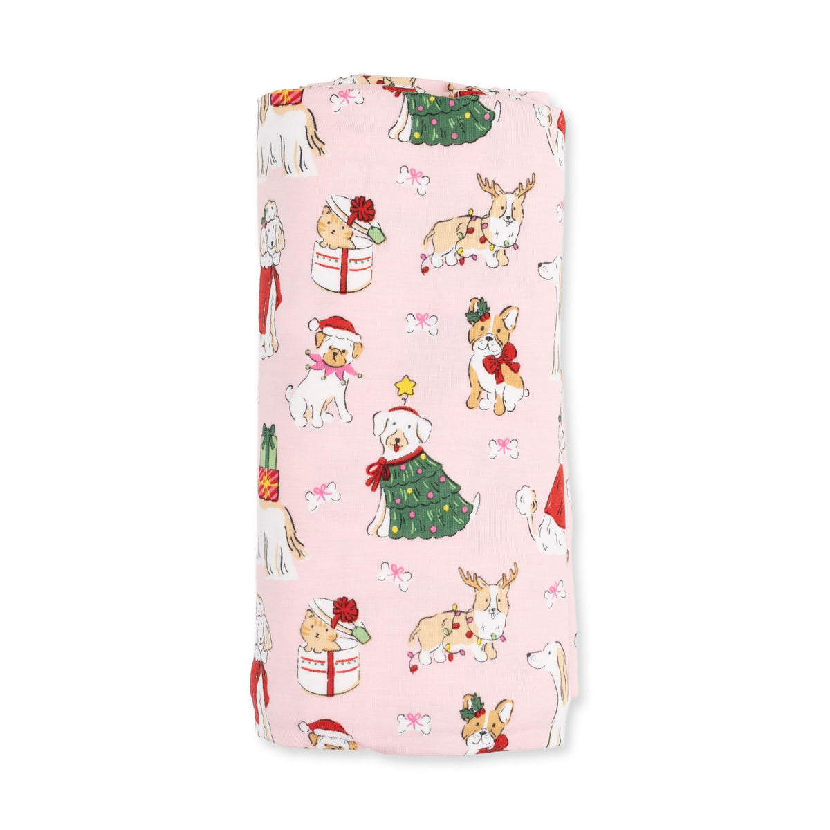 Christmas Dogs Pink - Swaddle Blanket by Angel Dear