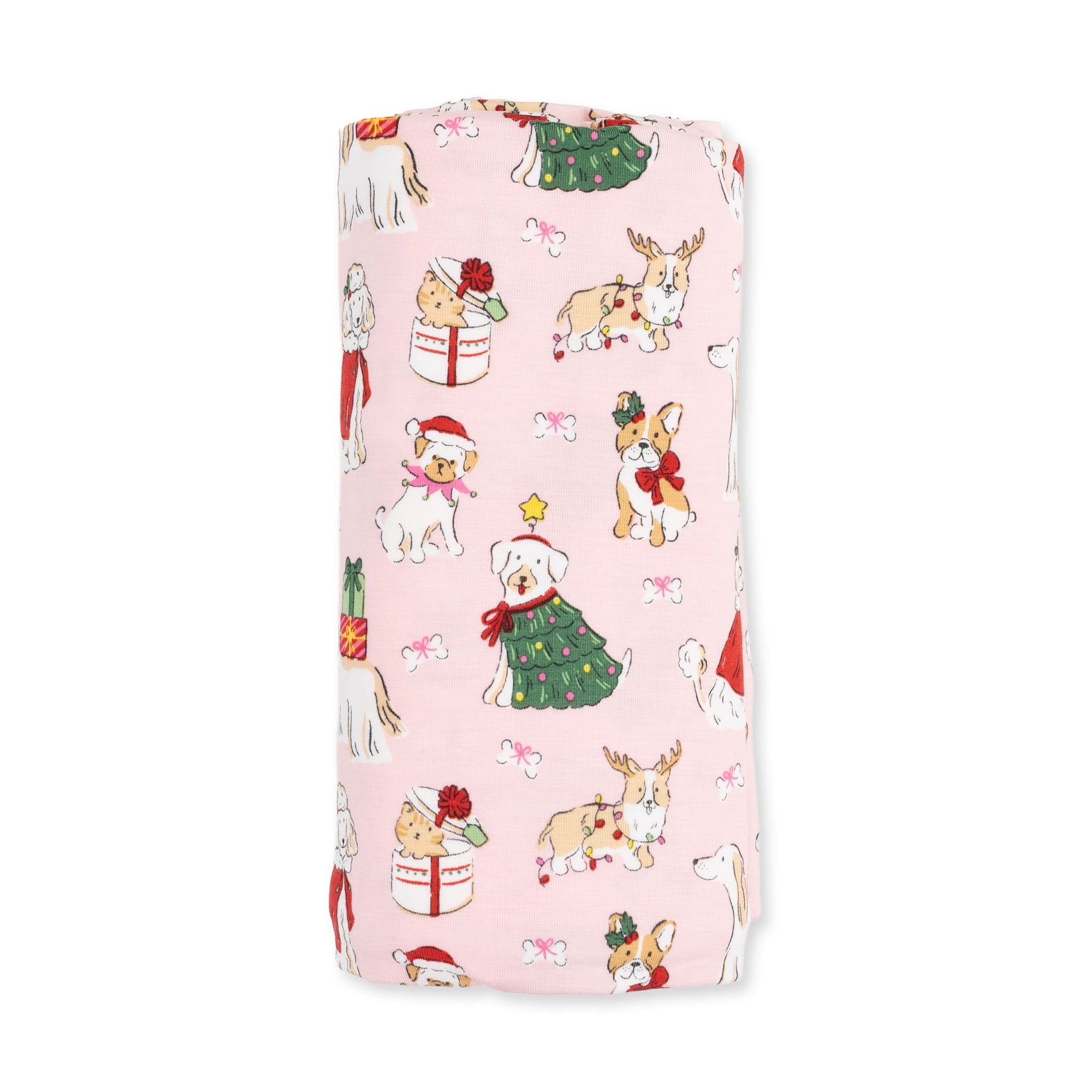 Christmas Dogs Pink - Swaddle Blanket by Angel Dear