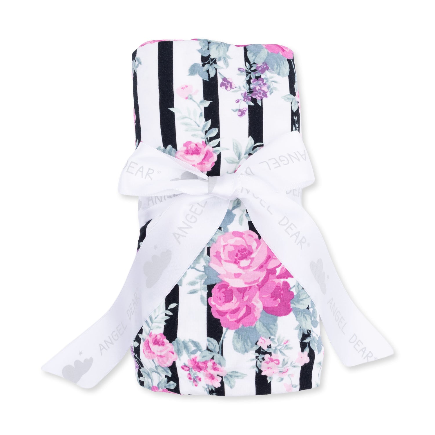 Viscose Bamboo Swaddle Blanket - Cabbage Rose Stripe by Angel Dear (view 2 of 3)