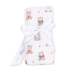 Christmas Teddy Bears Pink - Swaddle Blanket by Angel Dear