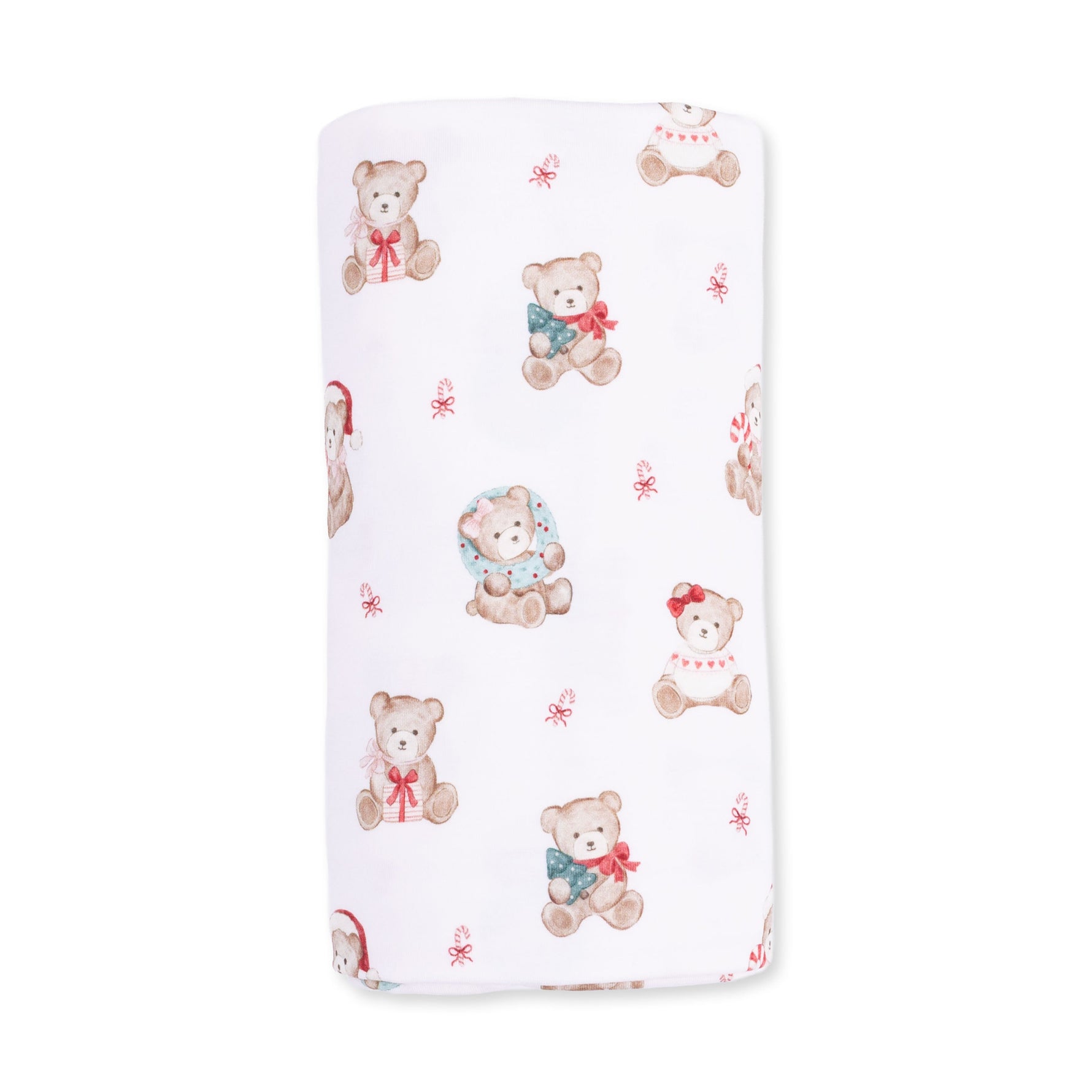 Christmas Teddy Bears Pink - Swaddle Blanket by Angel Dear