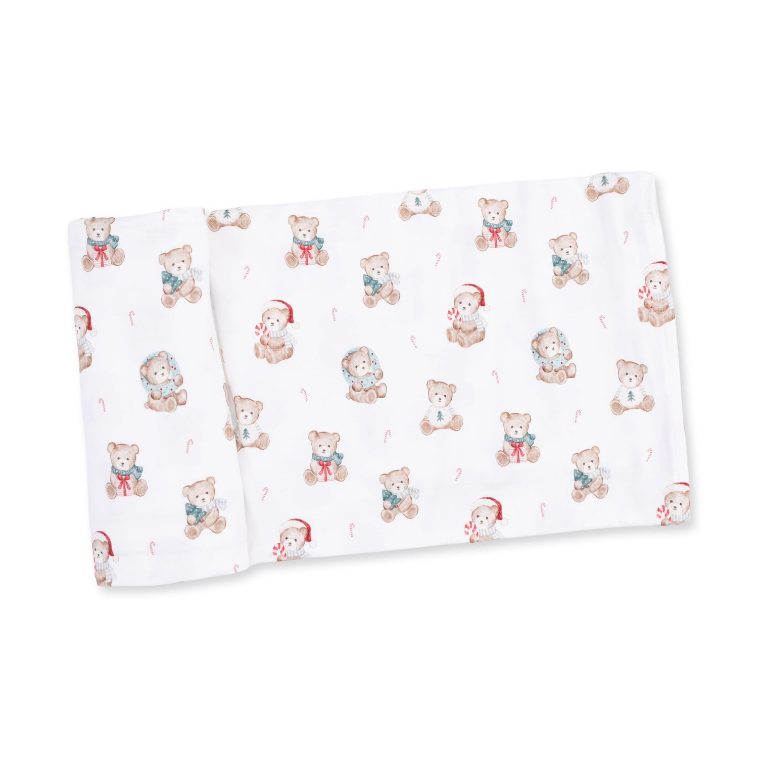 Swaddle blanket in viscose from bamboo with a Christmas teddy bear print