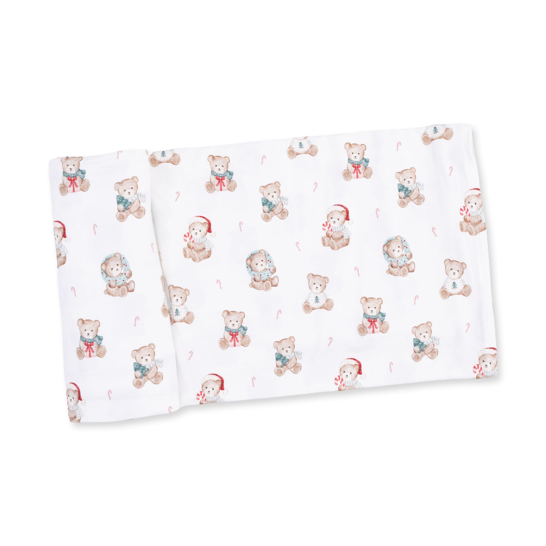 Swaddle blanket in viscose from bamboo with a Christmas teddy bear print