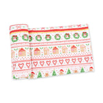 Baby swaddle blanket in pink with a gingerbread and fair isle style print