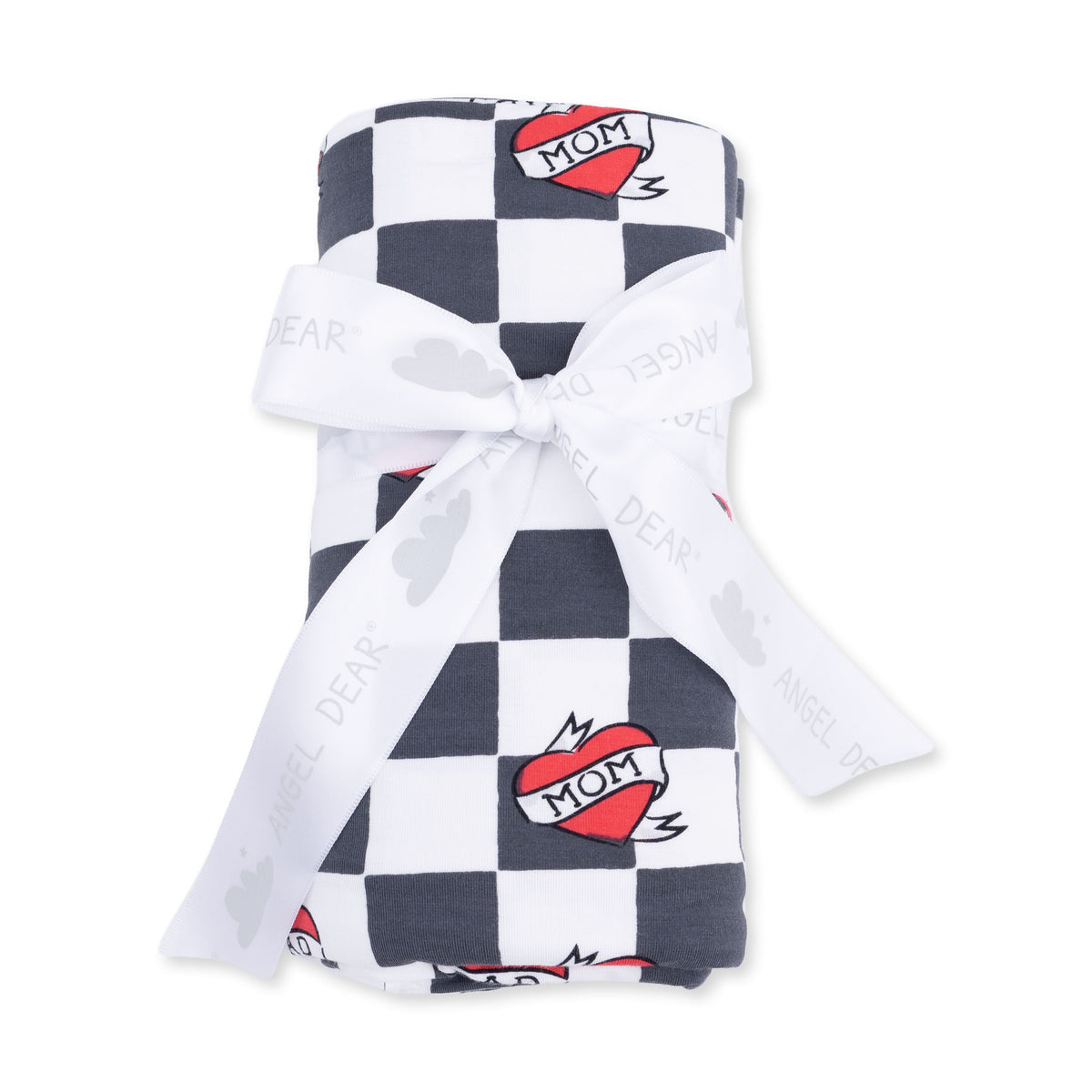 Heart Tattoo Check Black - Swaddle Blanket by Angel Dear