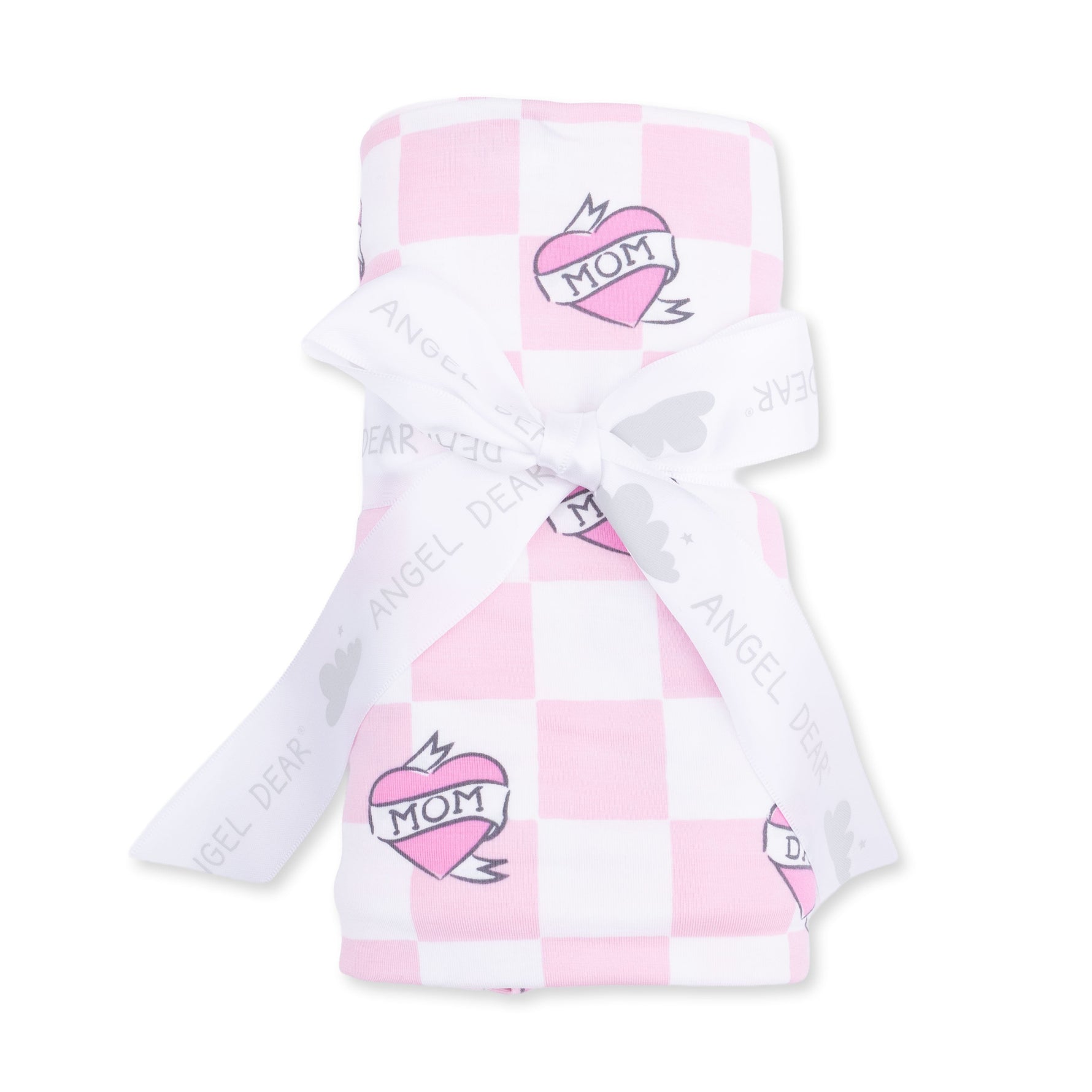 Heart Tattoo Check Pink - Swaddle Blanket by Angel Dear
