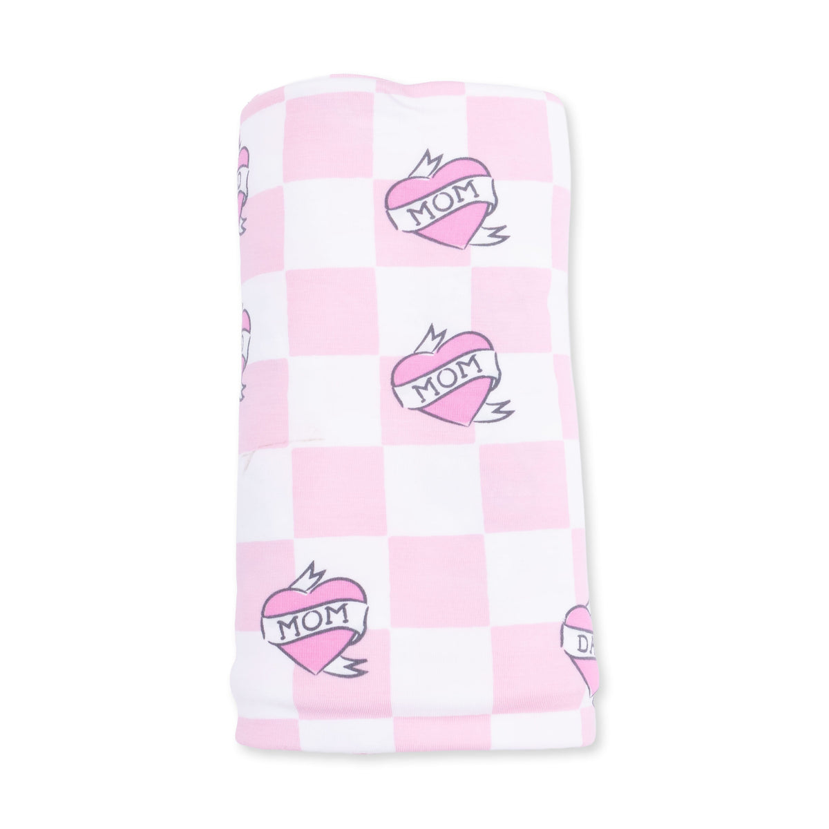 Heart Tattoo Check Pink - Swaddle Blanket by Angel Dear